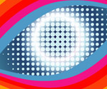 colored eye in blue free vector